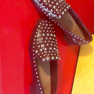 Burgundy studded flats